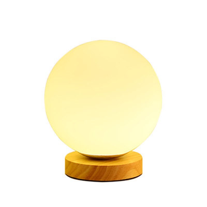 12cm simple glass creative warm dimmer night light desk bedroom bed decoration ball wooden small round desk lamp