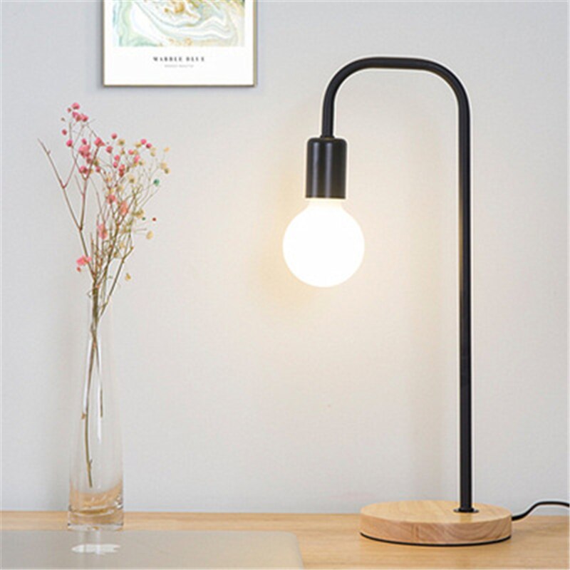 Creative Wooden Art Iron LED Folding Nordic Desk Lamp Eye Protection Reading Table Lamp Living Room Bedroom Home Decor