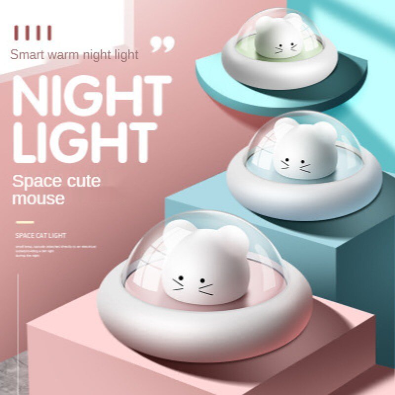 Cute LED Night Light Dimmable Touch Sensor Hamster Night Lamp Kids Baby Bedroom Desktop Decor Ornaments Battery/USB Charge