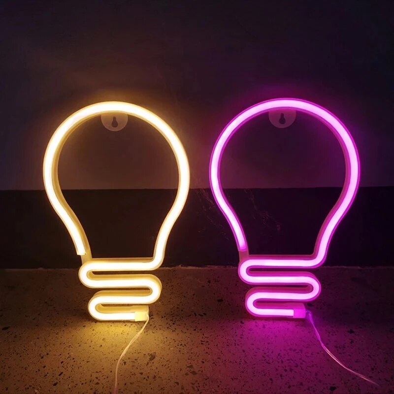LED Bulb Neon Light Sign Home Wedding Party Decoration Lampada Hanging Neon Lamp Christmas Birthday Decor Night Lamp Gift