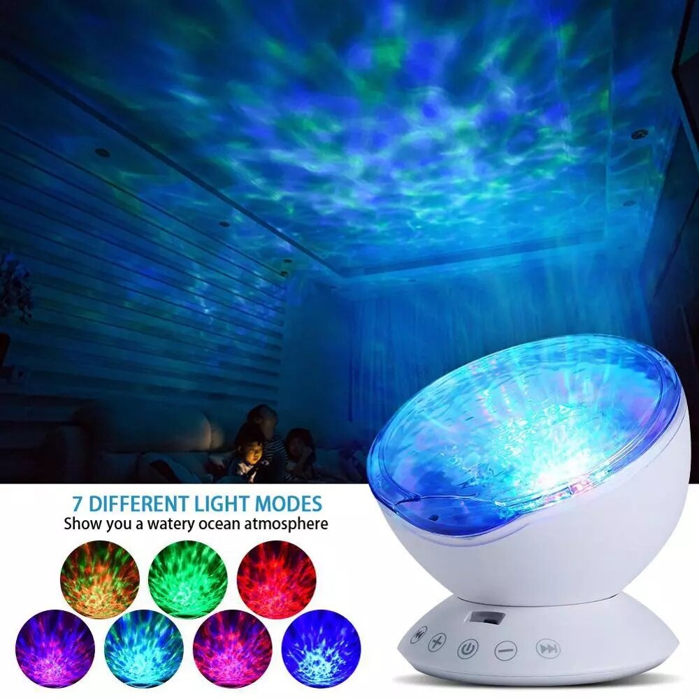 LED Night Light Projector Luminaria Novelty Lamp USB Lamp Nightlight Illusion For Baby Children Ocean Wave Starry Sky Aurora