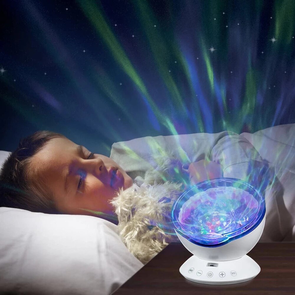 LED Night Light Projector Luminaria Novelty Lamp USB Lamp Nightlight Illusion For Baby Children Ocean Wave Starry Sky Aurora