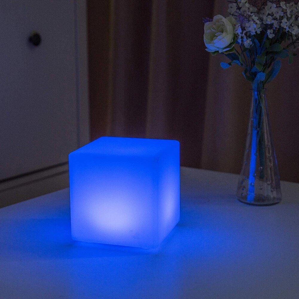 Mood Atmosphere Lighting 10CM Battery Operated Dimmable 16 Colors Changeable 4 Modes Cube LED Table Night Lamp Light with Remote