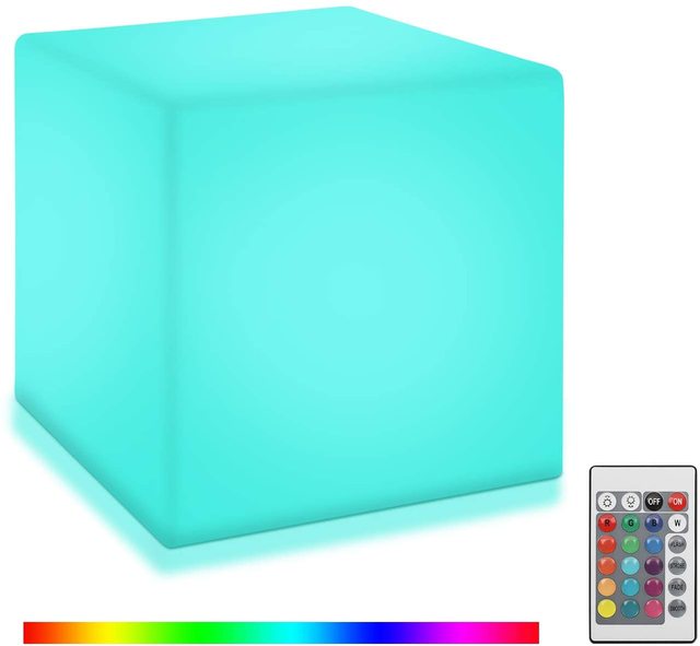 Mood Atmosphere Lighting 10CM Battery Operated Dimmable 16 Colors Changeable 4 Modes Cube LED Table Night Lamp Light with Remote