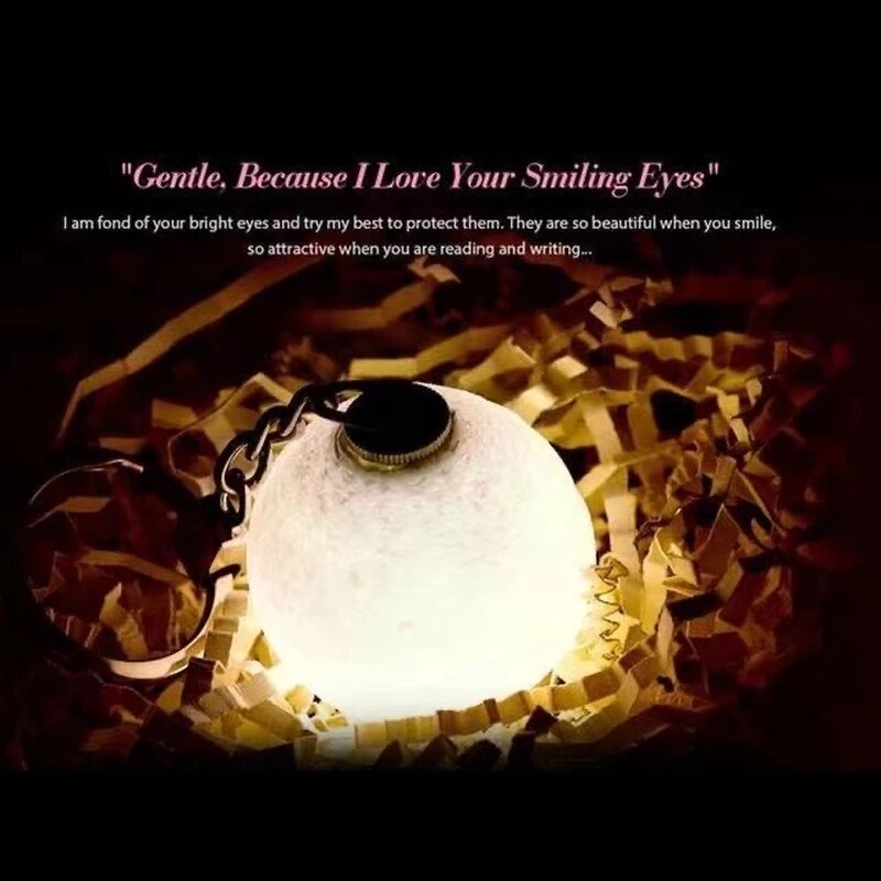 Portable Mini 3D Print Moon Keychain Light Creative Moon Night Lamp Bag Key Pendant Home Decoration Planet Night Light Keychain