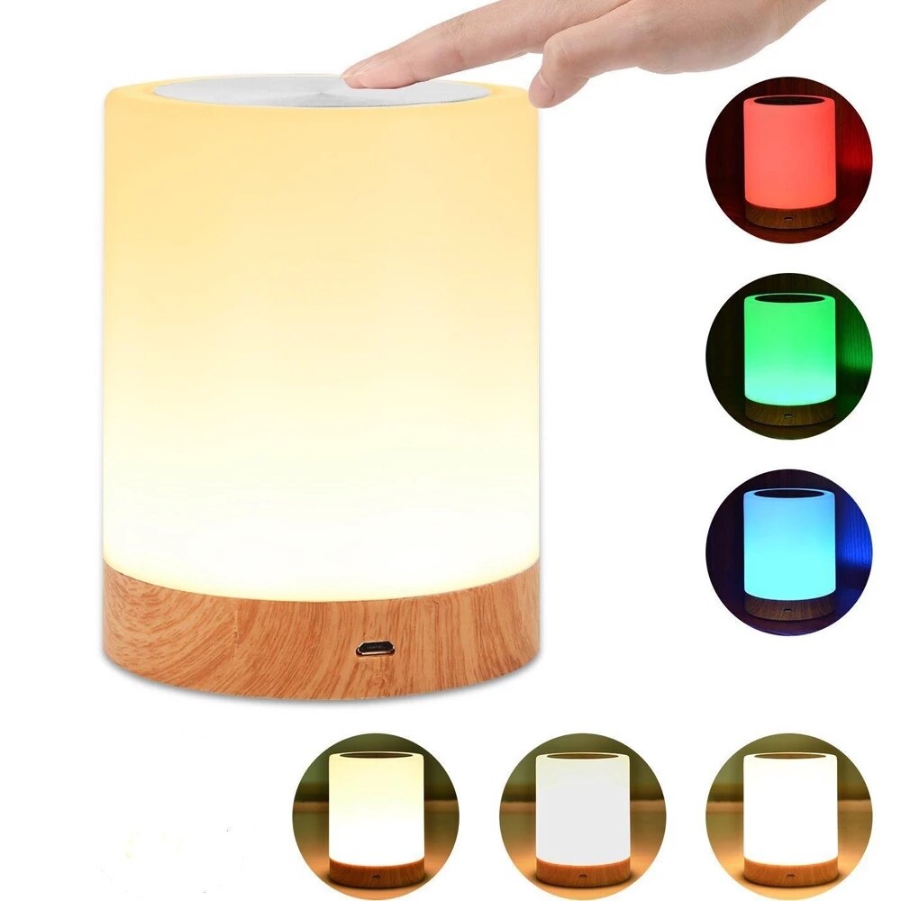 Rechargeable Smart LED Touch Control Night Light Induction Dimmer Intelligent Bedside Portable Lamp Dimmable RGB Color Change