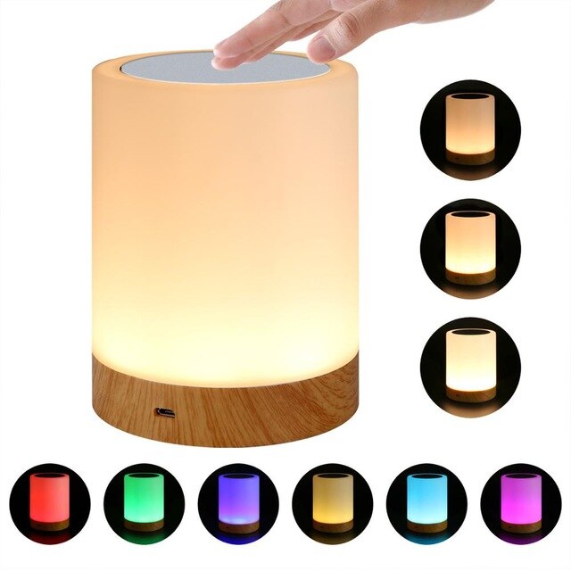 Rechargeable Smart LED Touch Control Night Light Induction Dimmer Intelligent Bedside Portable Lamp Dimmable RGB Color Change