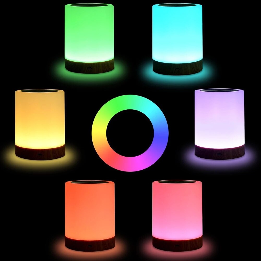 Rechargeable Smart LED Touch Control Night Light Induction Dimmer Intelligent Bedside Portable Lamp Dimmable RGB Color Change