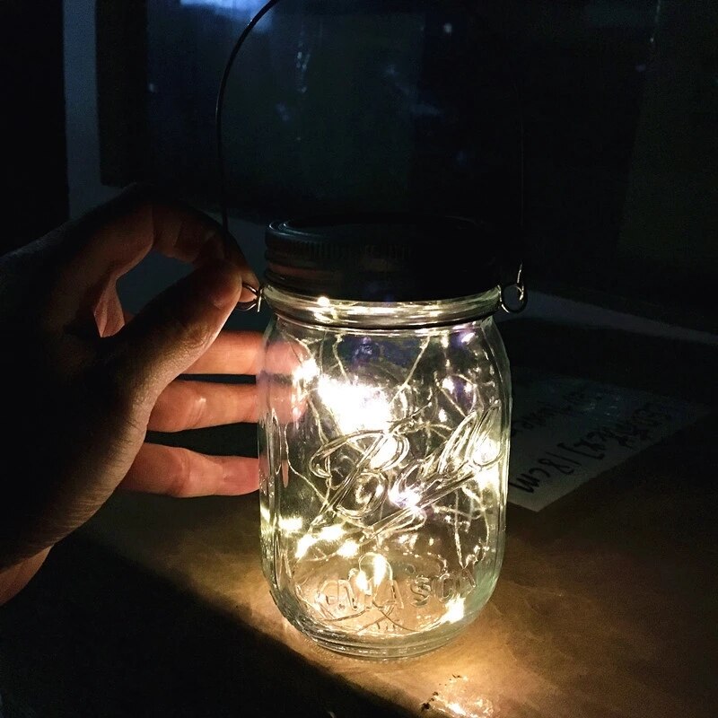 Solar Jar Lid Light 20 LED Solar Power Copper Wire Strings Light Waterproof Solar Panel Fairy Lights