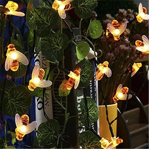 Solar Powered Cute Honey Bee Led New 20leds 30leds  String Fairy Light Bee Outdoor Garden Fence Patio Christmas Garland Lights