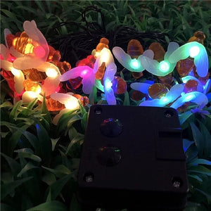 Solar Powered Cute Honey Bee Led New 20leds 30leds  String Fairy Light Bee Outdoor Garden Fence Patio Christmas Garland Lights