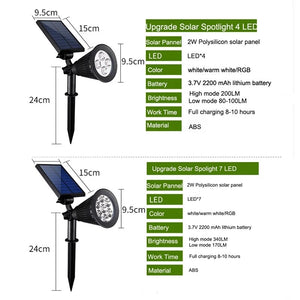 Solar Spotlights LED Outdoor Solar Lights Waterproof Garden Landscape Street Lawn Lamp Warm White RGB Spot Light for Dark Corner