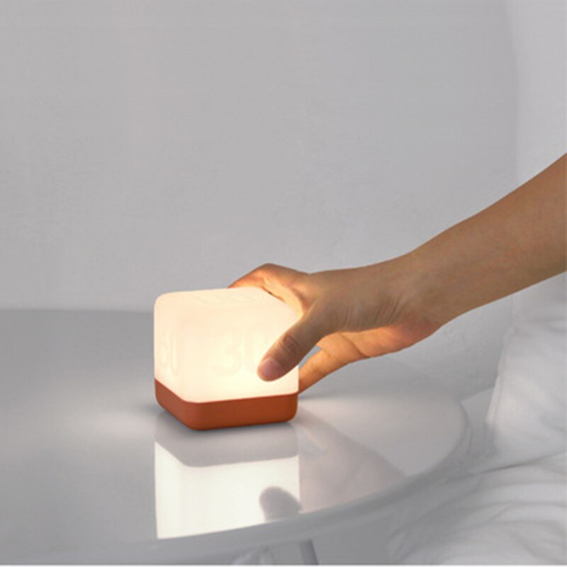 Square Shape Bedside Table Night Light Home Bedroom Decor Creative light USB Charging LED Timing Lamp