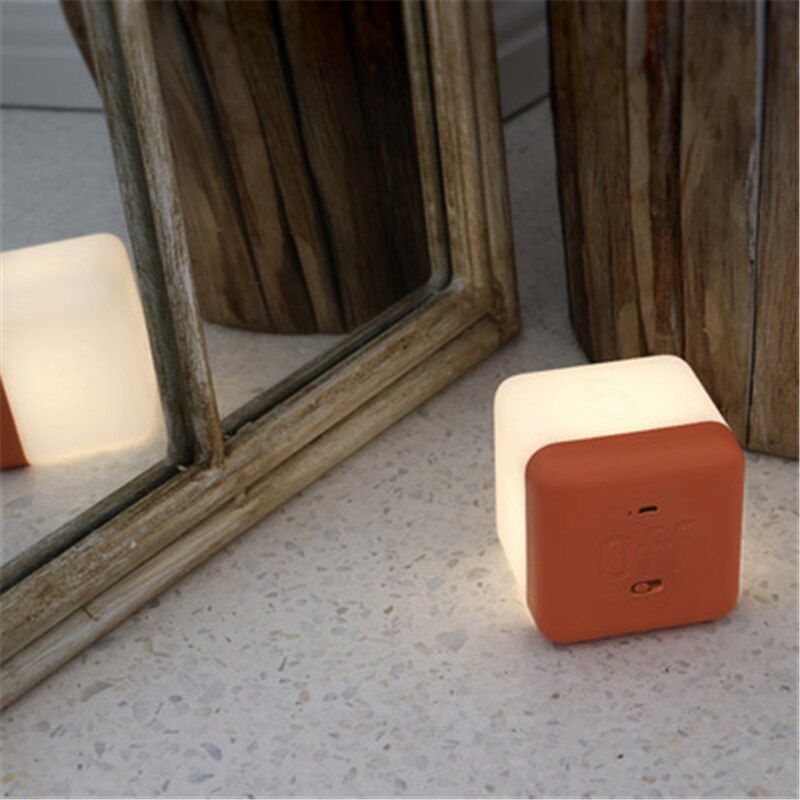 Square Shape Bedside Table Night Light Home Bedroom Decor Creative light USB Charging LED Timing Lamp